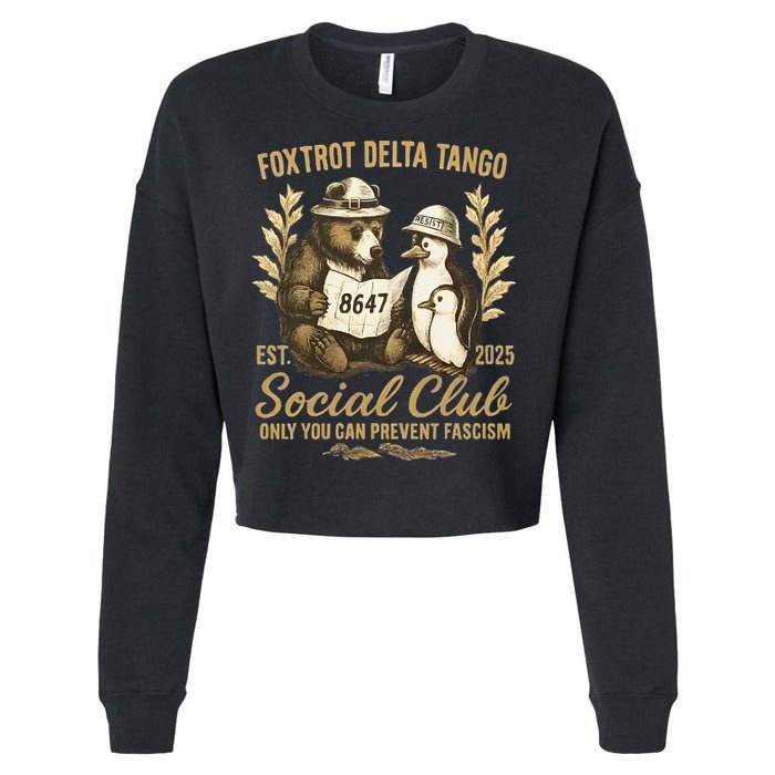 Penguin Bear Foxtrots Delta Tangos Activism Against Tariffs Cropped Pullover Crew