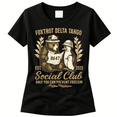 Penguin Bear Foxtrots Delta Tangos Activism Against Tariffs Womens T-Shirt