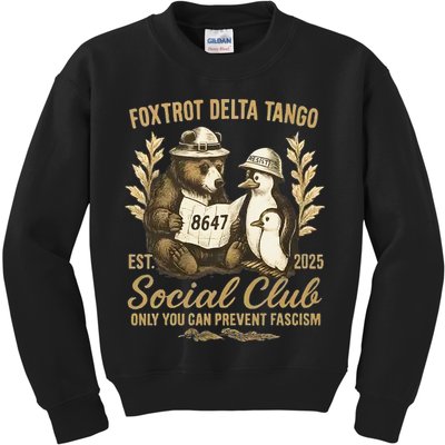 Penguin Bear Foxtrots Delta Tangos Activism Against Tariffs Kids Sweatshirt