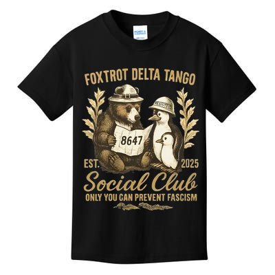 Penguin Bear Foxtrots Delta Tangos Activism Against Tariffs Kids T-Shirt