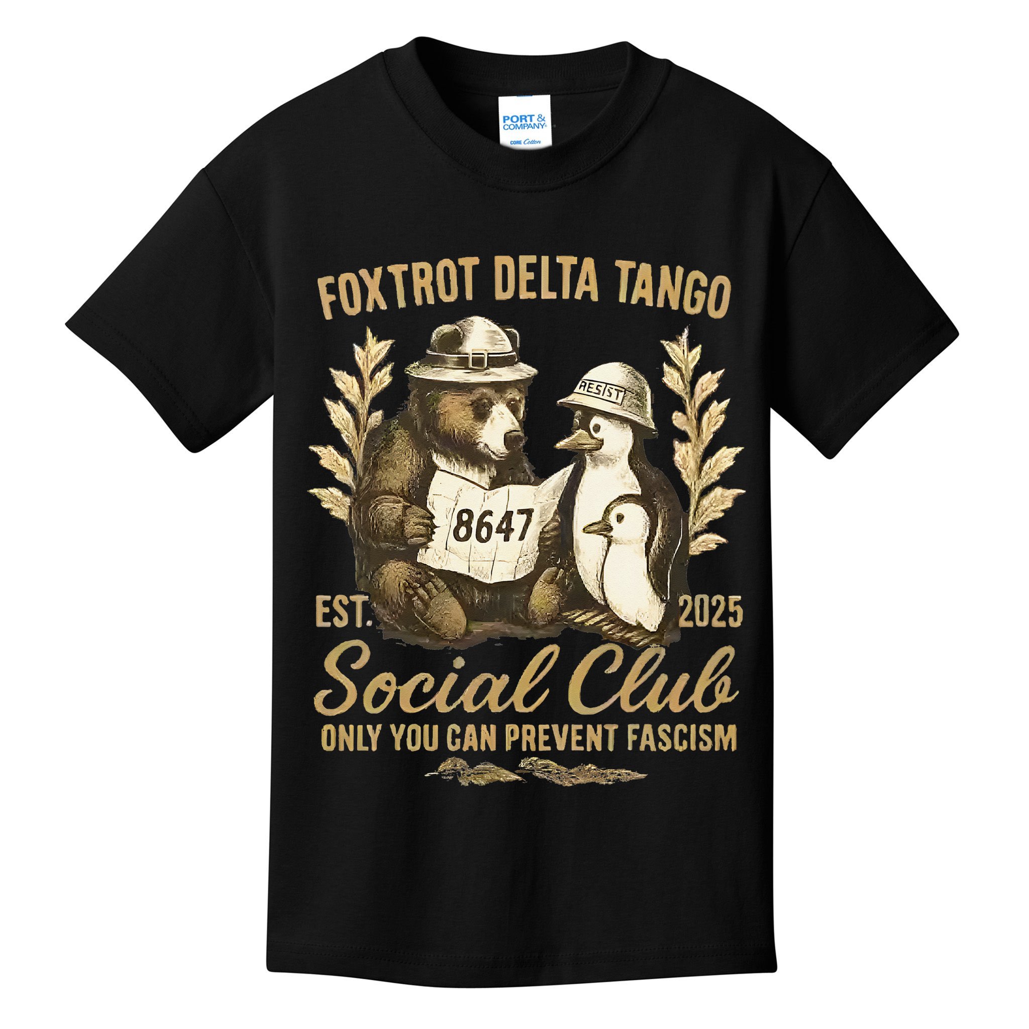Penguin Bear Foxtrots Delta Tangos Activism Against Tariffs Kids T-Shirt