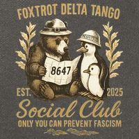 Penguin Bear Foxtrots Delta Tangos Activism Against Tariffs Cotton Canvas Backpack