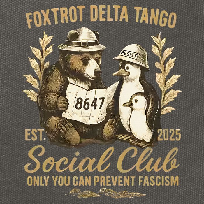 Penguin Bear Foxtrots Delta Tangos Activism Against Tariffs Cotton Canvas Backpack