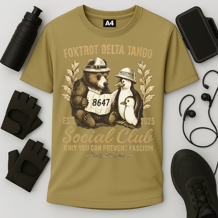 Penguin Bear Foxtrots Delta Tangos Activism Against Tariffs Performance Shirt