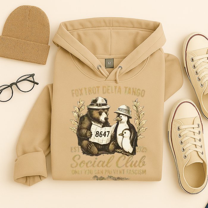 Penguin Bear Foxtrots Delta Tangos Activism Against Tariffs Hoodie
