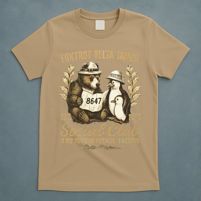 Penguin Bear Foxtrots Delta Tangos Activism Against Tariffs T-Shirt