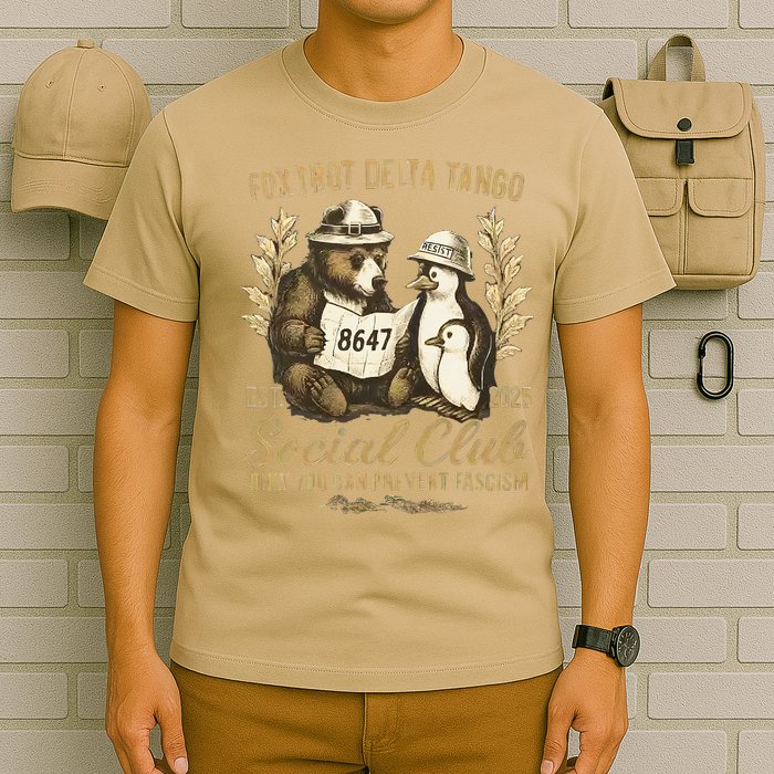 Penguin Bear Foxtrots Delta Tangos Activism Against Tariffs T-Shirt