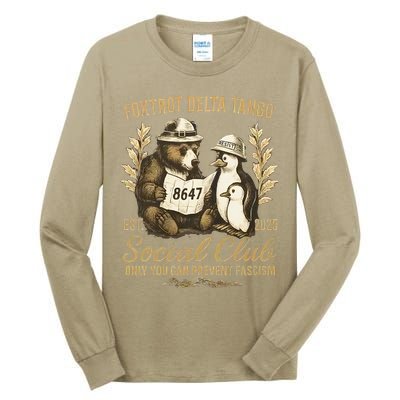 Penguin Bear Foxtrots Delta Tangos Activism Against Tariffs Tall Long Sleeve T-Shirt