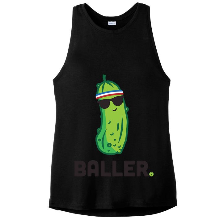 Pickle Baller Funny Pickleball Ladies PosiCharge Tri-Blend Wicking Tank