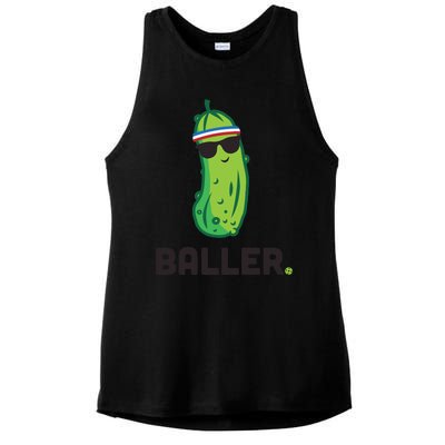 Pickle Baller Funny Pickleball Ladies PosiCharge Tri-Blend Wicking Tank