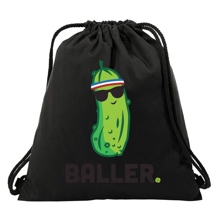 Pickle Baller Funny Pickleball Drawstring Bag