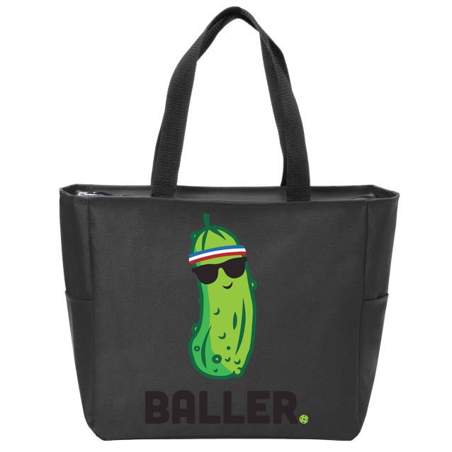 Pickle Baller Funny Pickleball Zip Tote Bag