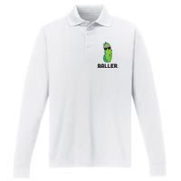 Pickle Baller Funny Pickleball Performance Long Sleeve Polo