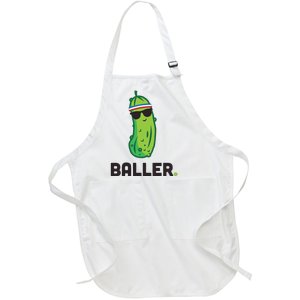 Pickle Baller Funny Pickleball Full-Length Apron With Pockets