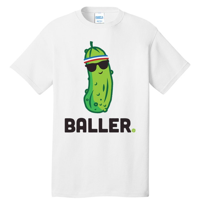 Pickle Baller Funny Pickleball Tall T-Shirt