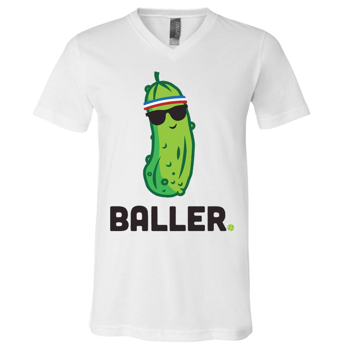 Pickle Baller Funny Pickleball V-Neck T-Shirt