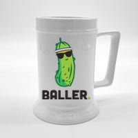 Pickle Baller Funny Pickleball Beer Stein