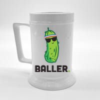 Pickle Baller Funny Pickleball Beer Stein