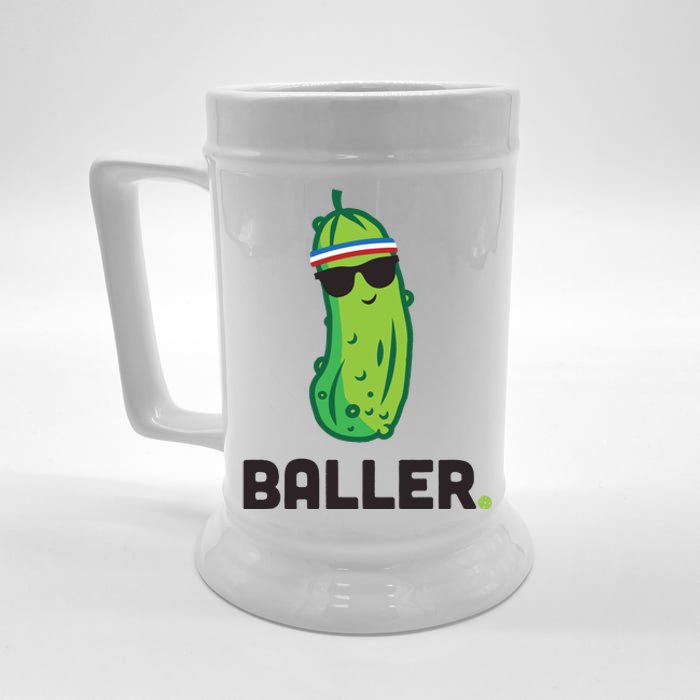 Pickle Baller Funny Pickleball Beer Stein