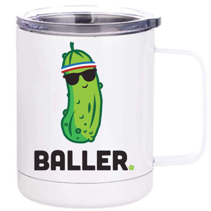 Pickle Baller Funny Pickleball 12 oz Stainless Steel Tumbler Cup