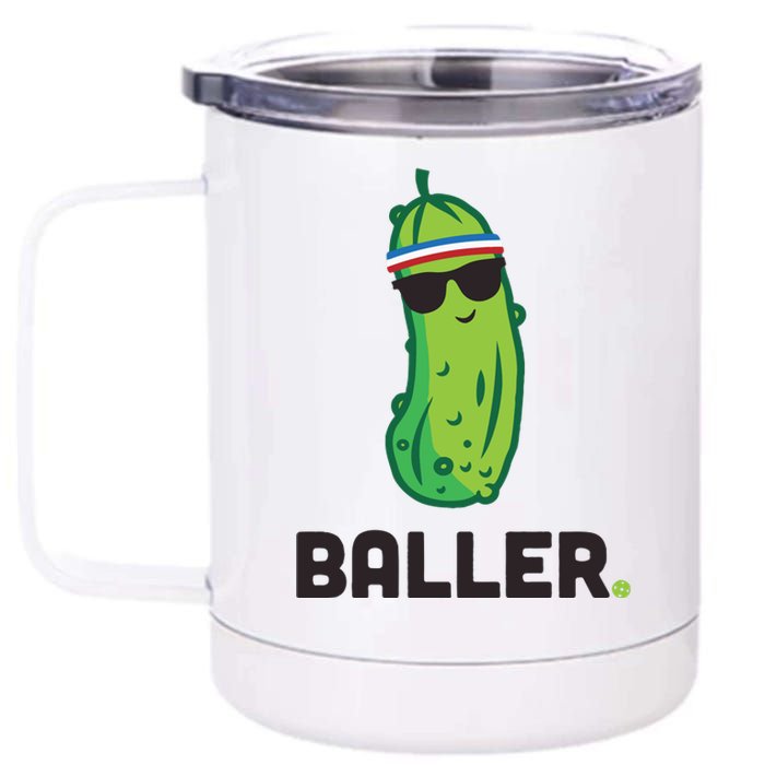 Pickle Baller Funny Pickleball 12 oz Stainless Steel Tumbler Cup