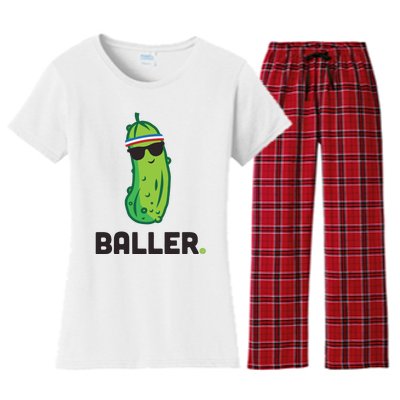 Pickle Baller Funny Pickleball Women's Flannel Pajama Set