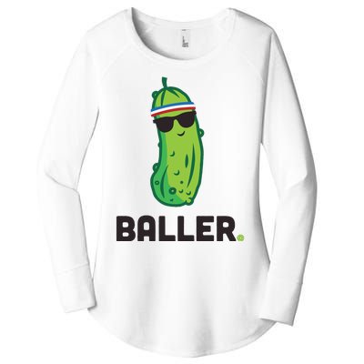 Pickle Baller Funny Pickleball Women's Perfect Tri Tunic Long Sleeve Shirt