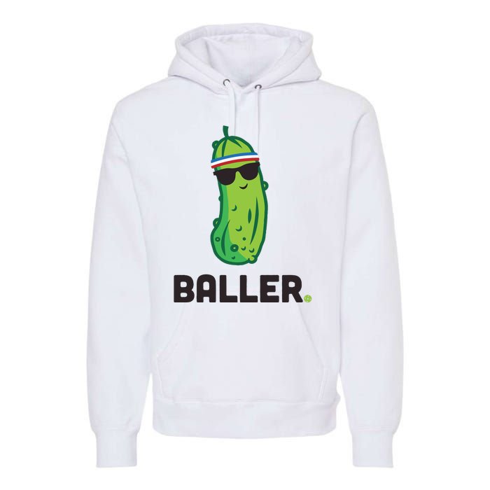 Pickle Baller Funny Pickleball Premium Hoodie