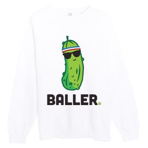 Pickle Baller Funny Pickleball Premium Crewneck Sweatshirt