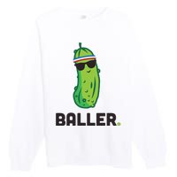 Pickle Baller Funny Pickleball Premium Crewneck Sweatshirt