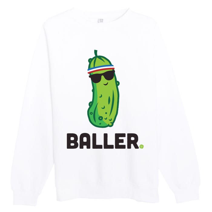 Pickle Baller Funny Pickleball Premium Crewneck Sweatshirt