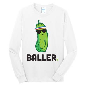 Pickle Baller Funny Pickleball Tall Long Sleeve T-Shirt