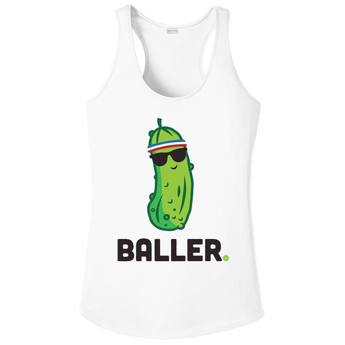 Pickle Baller Funny Pickleball Ladies PosiCharge Competitor Racerback Tank