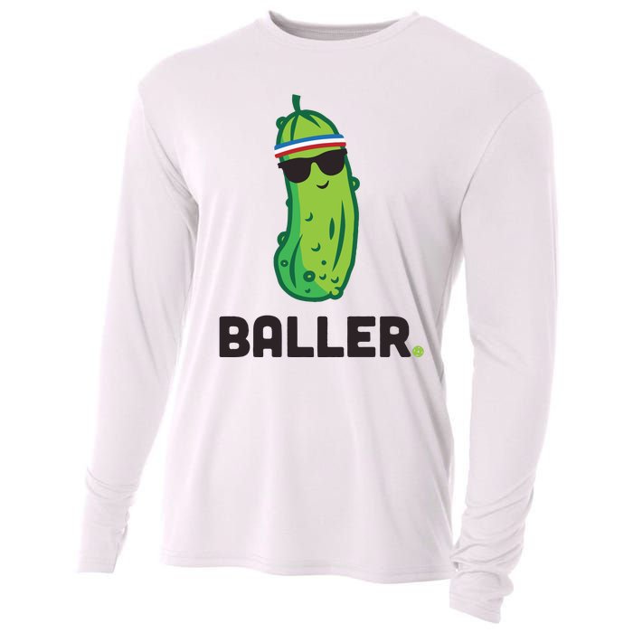 Pickle Baller Funny Pickleball Cooling Performance Long Sleeve Crew