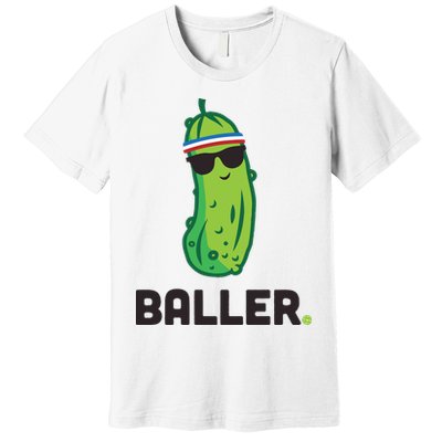 Pickle Baller Funny Pickleball Premium T-Shirt