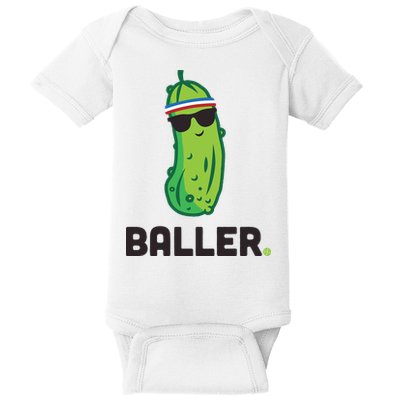Pickle Baller Funny Pickleball Baby Bodysuit