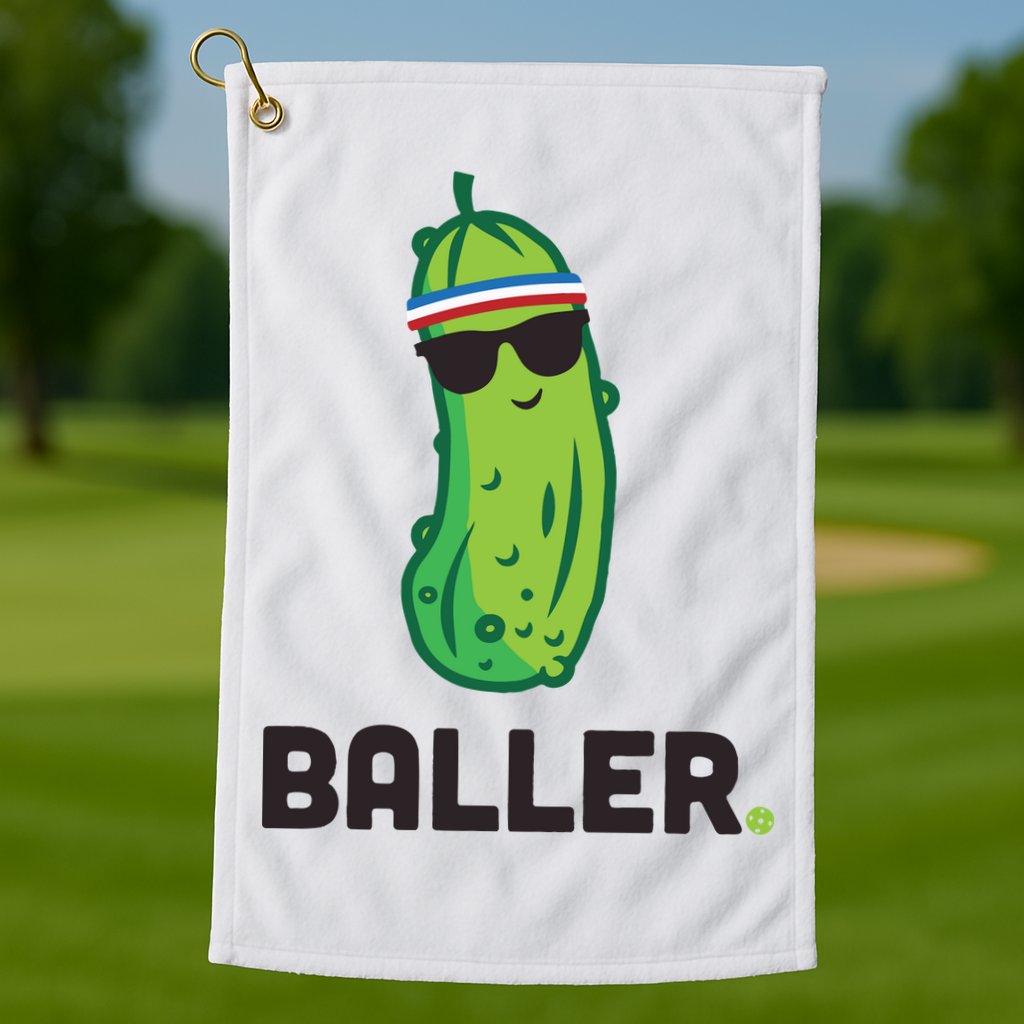 Pickle Baller Funny Pickleball Golf Towel
