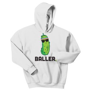 Pickle Baller Funny Pickleball Kids Hoodie