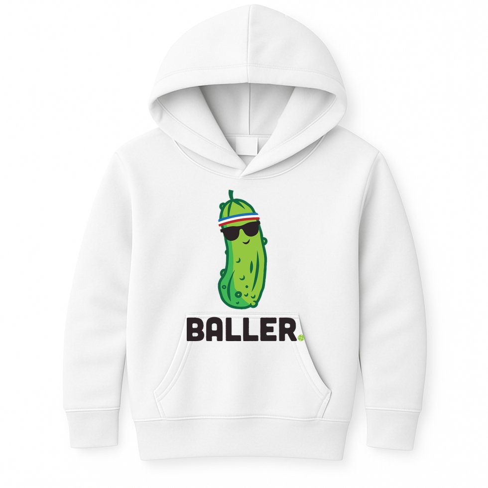 Pickle Baller Funny Pickleball Kids Hoodie