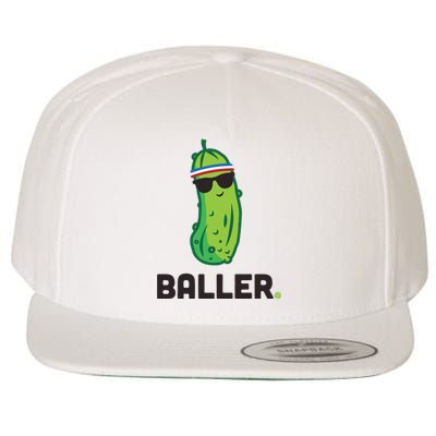 Pickle Baller Funny Pickleball Wool Snapback Cap