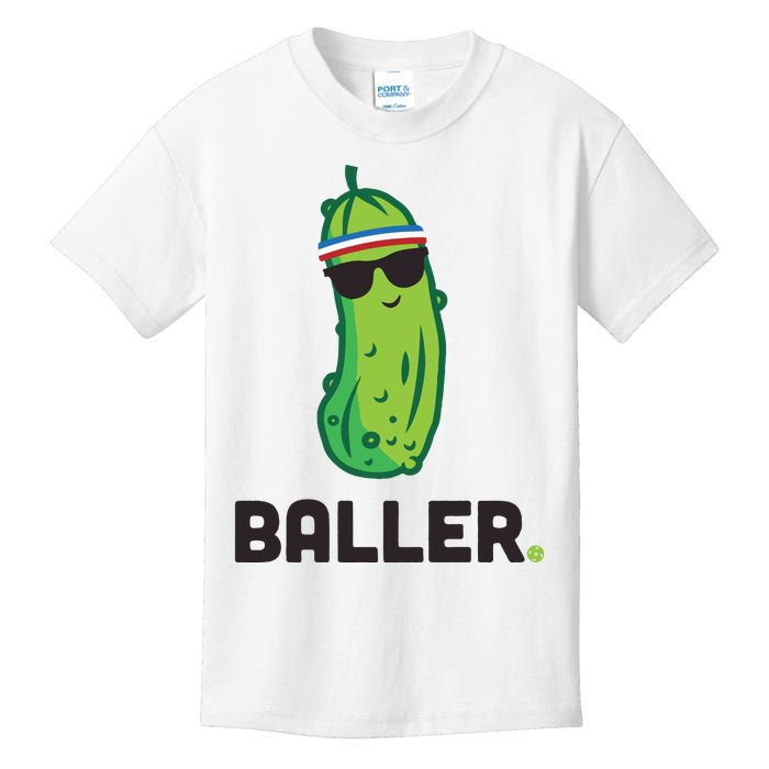 Pickle Baller Funny Pickleball Kids T-Shirt