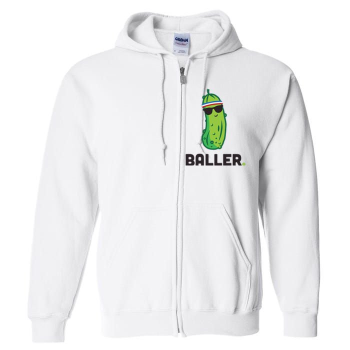 Pickle Baller Funny Pickleball Full Zip Hoodie