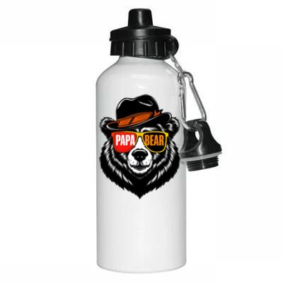 Papa Bear Face Sunglasses Papa Bear Funny Gift Aluminum Water Bottle