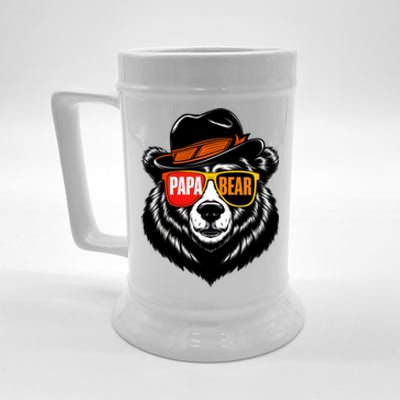 Papa Bear Face Sunglasses Papa Bear Funny Gift Beer Stein