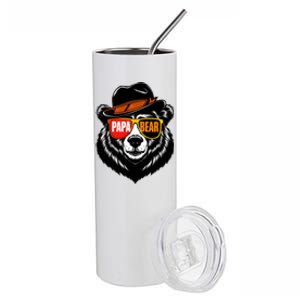 Papa Bear Face Sunglasses Papa Bear Funny Gift Stainless Steel Tumbler