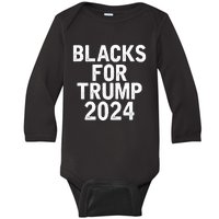 Pro Blacks For Trump 2024 Baby Long Sleeve Bodysuit