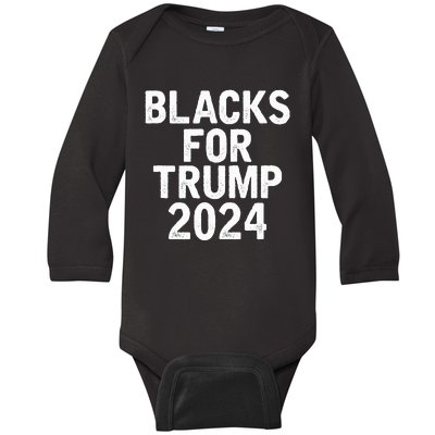 Pro Blacks For Trump 2024 Baby Long Sleeve Bodysuit