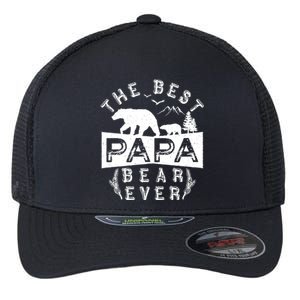 Papa Bear Funny Gift With Cub Dad Christmas Birthday Gift Flexfit Unipanel Trucker Cap