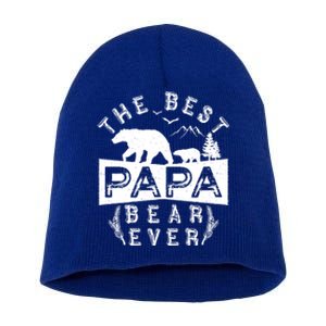 Papa Bear Funny Gift With Cub Dad Christmas Birthday Gift Short Acrylic Beanie