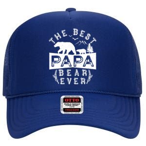 Papa Bear Funny Gift With Cub Dad Christmas Birthday Gift High Crown Mesh Back Trucker Hat